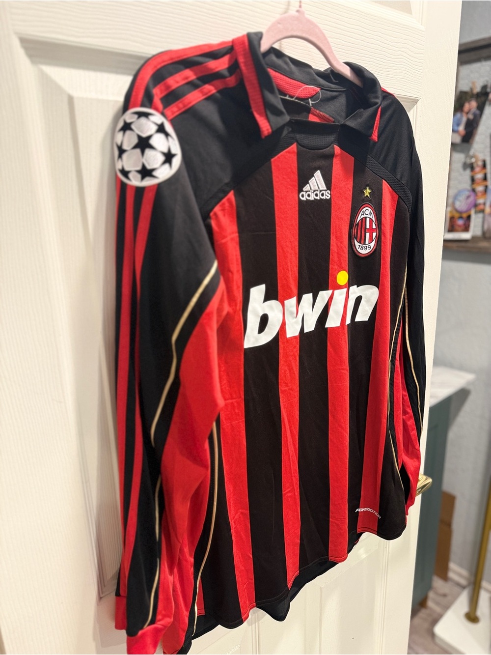 Vintage Adidas AC Milan 2006 2007 UCL Home Jersey Long Sleeve XL - Picture 7 of 13